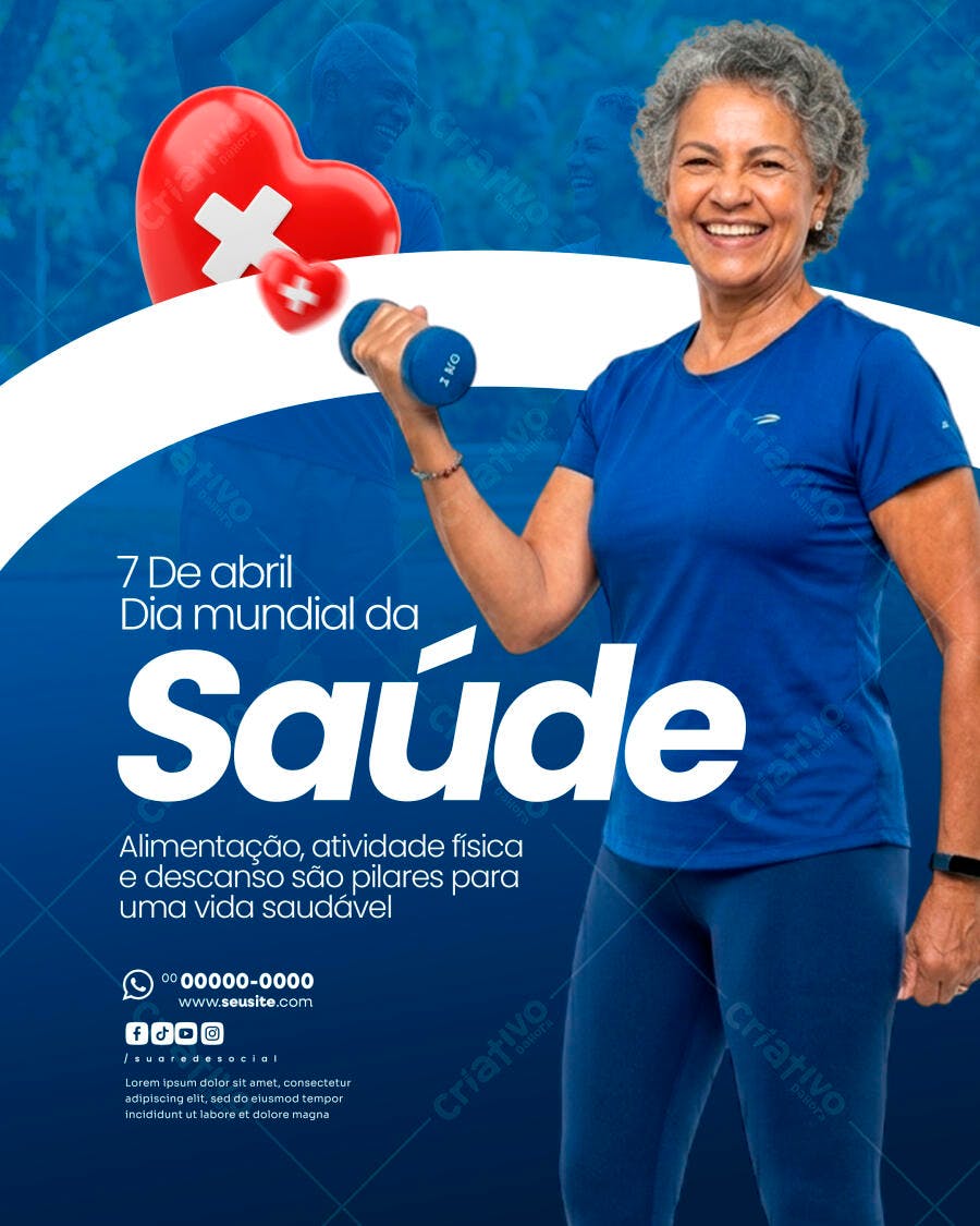 Social Media Dia Mundial da Saúde 7 de Abril PSD Editável