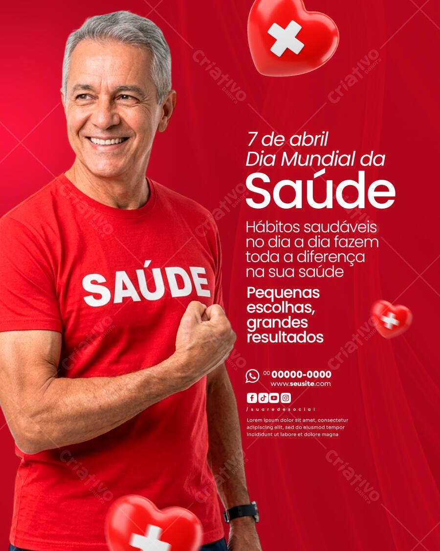 Post Instagram Dia Mundial da Saúde 7 de Abril PSD Editável