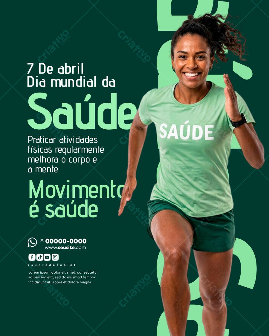 Post Dia Mundial da Saúde 7 de Abril PSD Editável