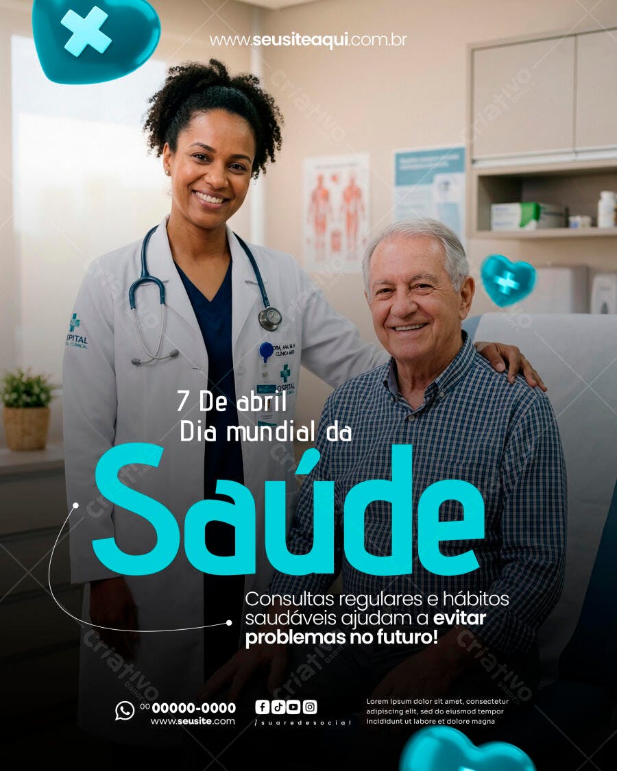 Post Dia Mundial da Saúde Hospital PSD Editável