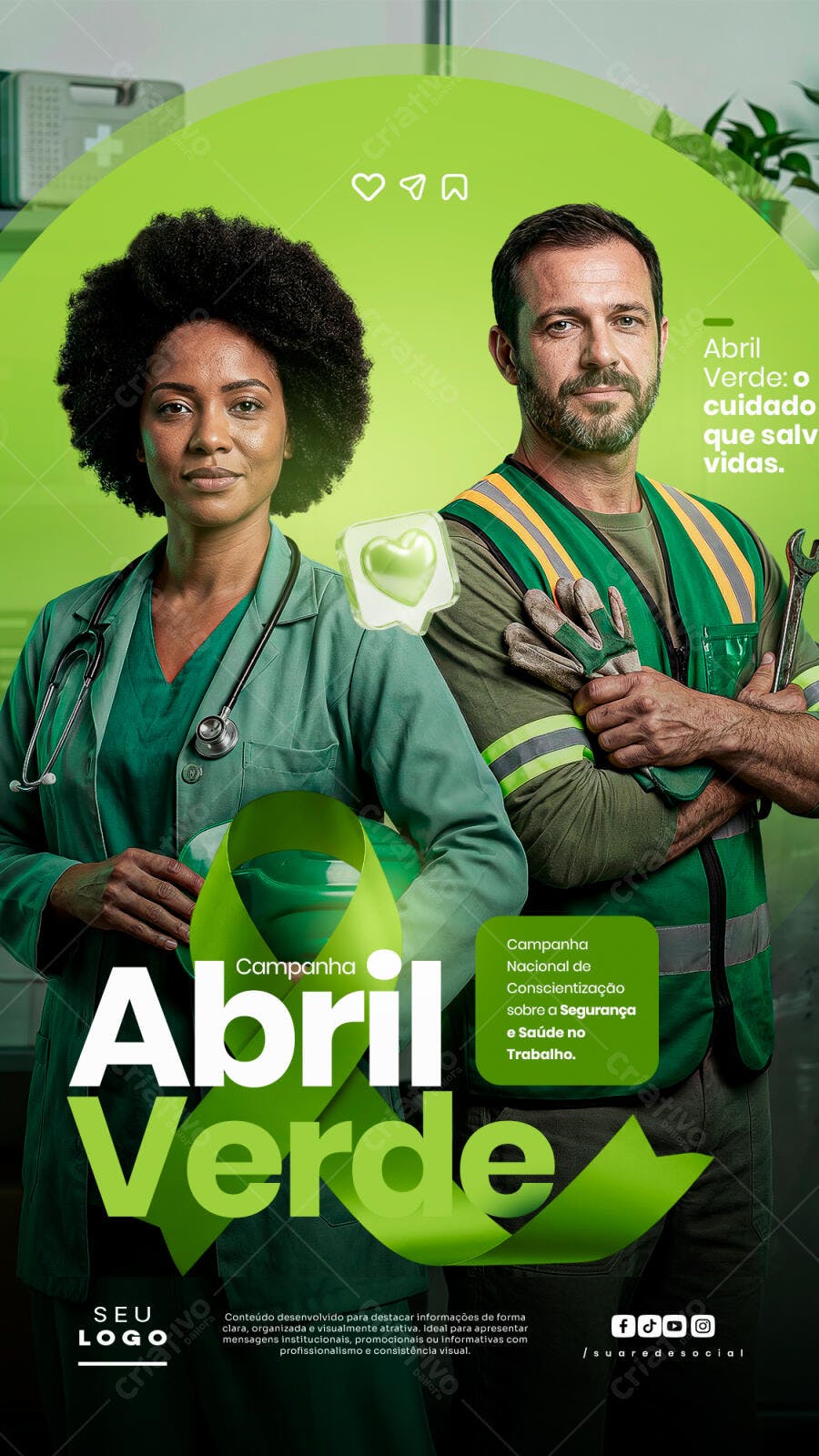 Abril Verde Campanha Segurança Trabalho PSD Editável
