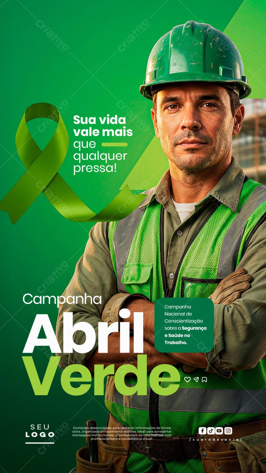 Campanha Abril Verde Segurança do Trabalho PSD Editável