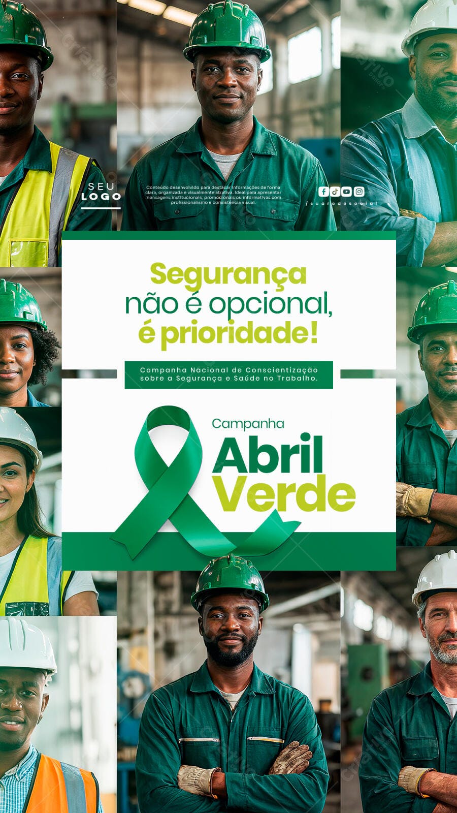 Campanha Abril Verde Segurança do Trabalho PSD Editável