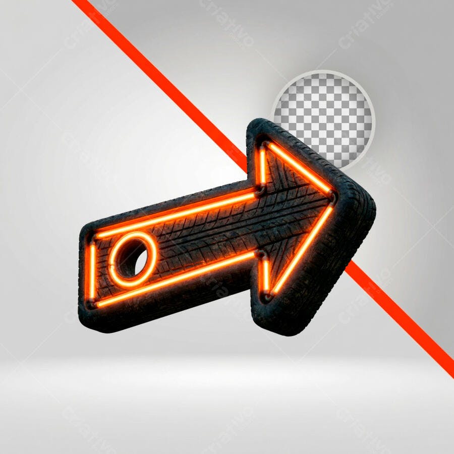 Elemento 3D Seta Neon Pneu PNG Fundo Transparente
