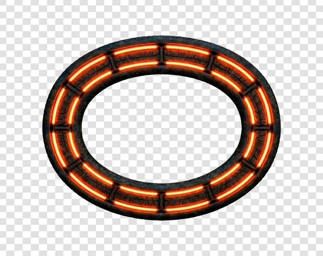 Elemento 3D Aro Neon Laranja PNG Fundo Transparente