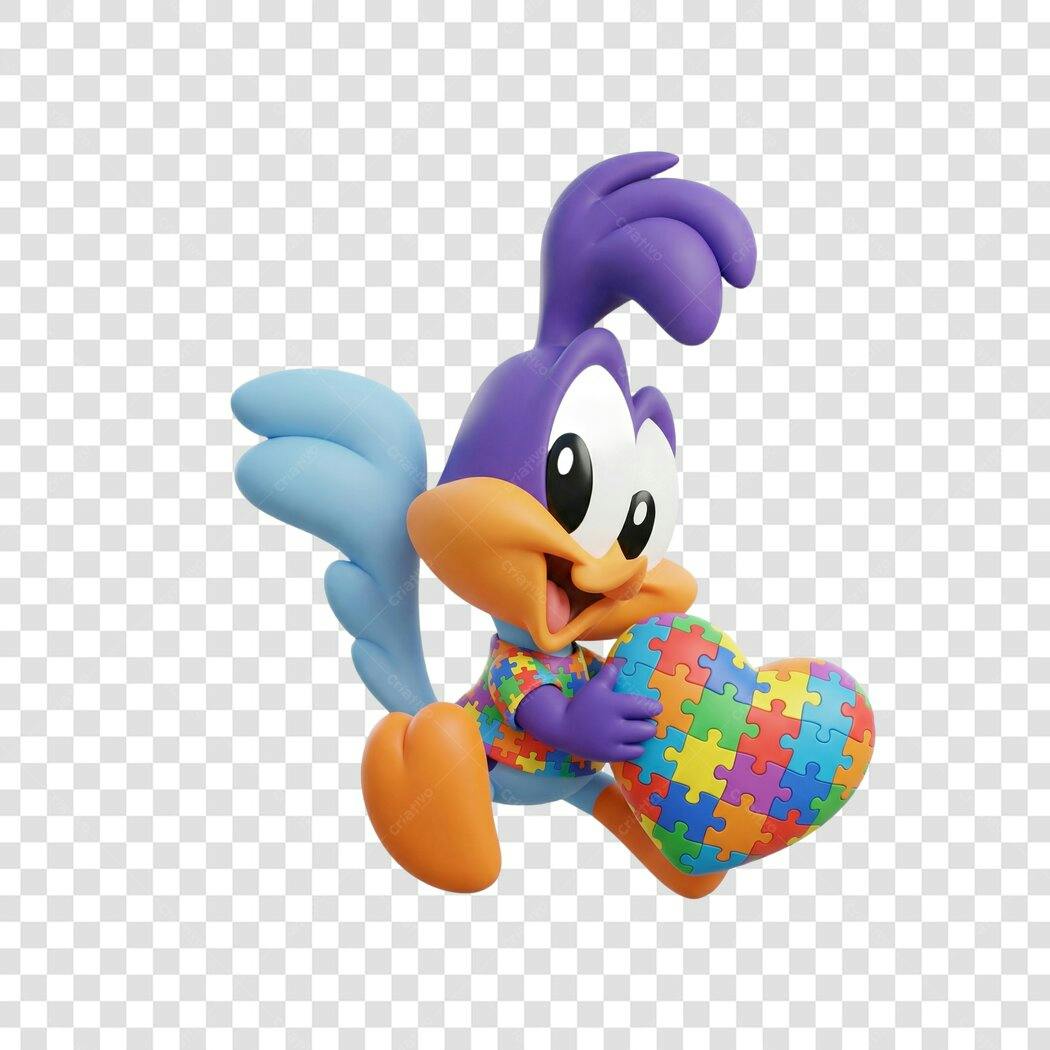 Elemento 3D Personagem Correndo com Coração Quebra-Cabeça PNG Fundo Transparente