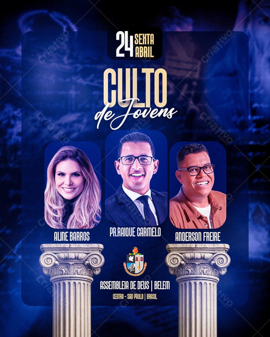 Flyer Culto de Jovens Igreja Cristã PSD Editável