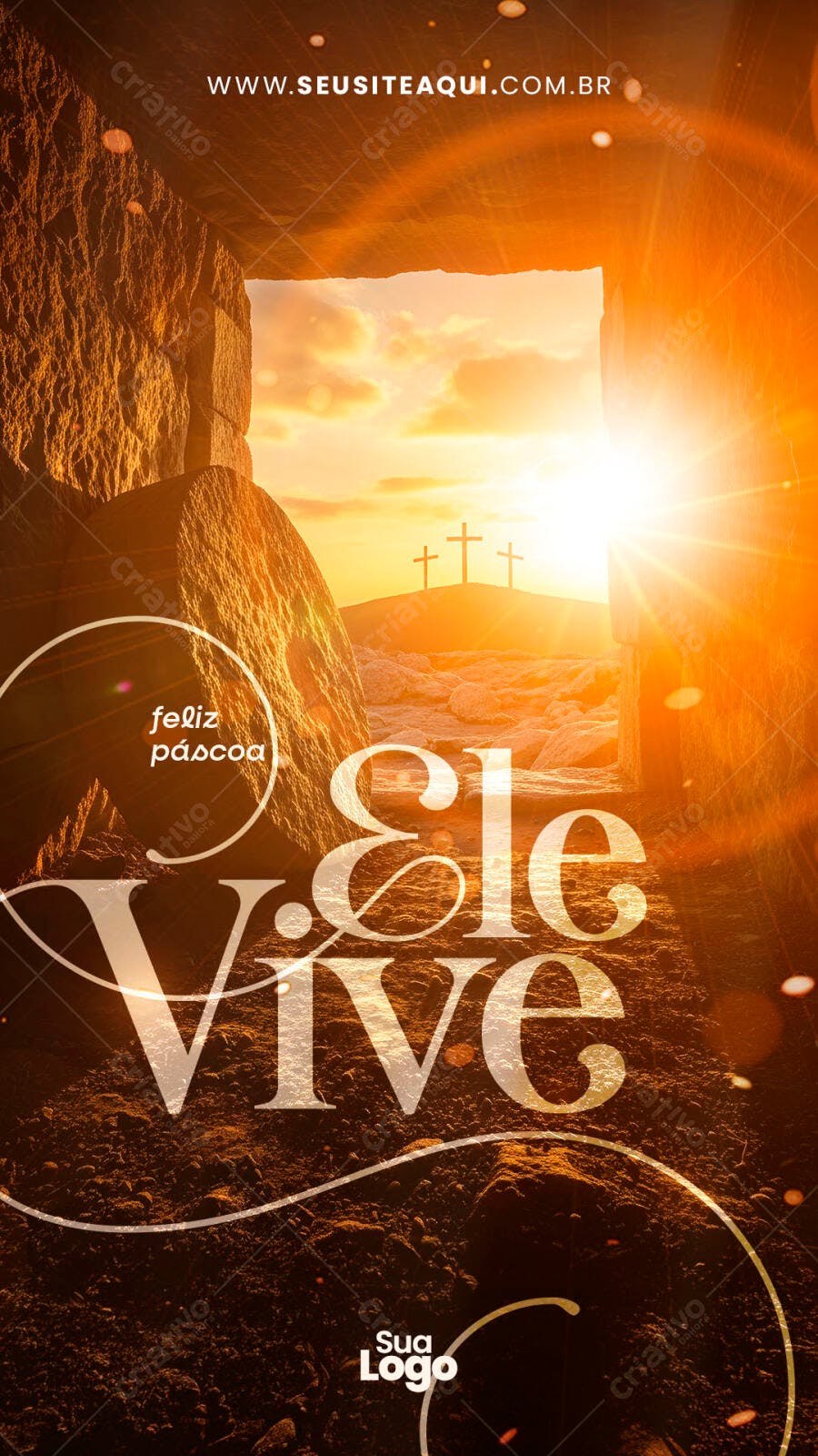 Story Páscoa Ele Vive Cristão PSD Editável