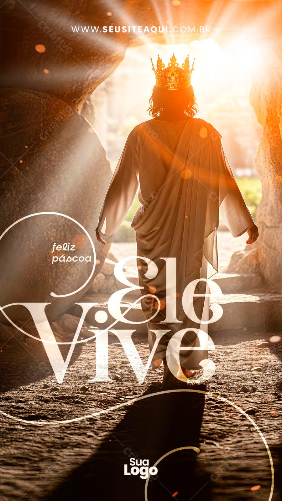 Story Instagram Páscoa Ele Vive PSD Editável