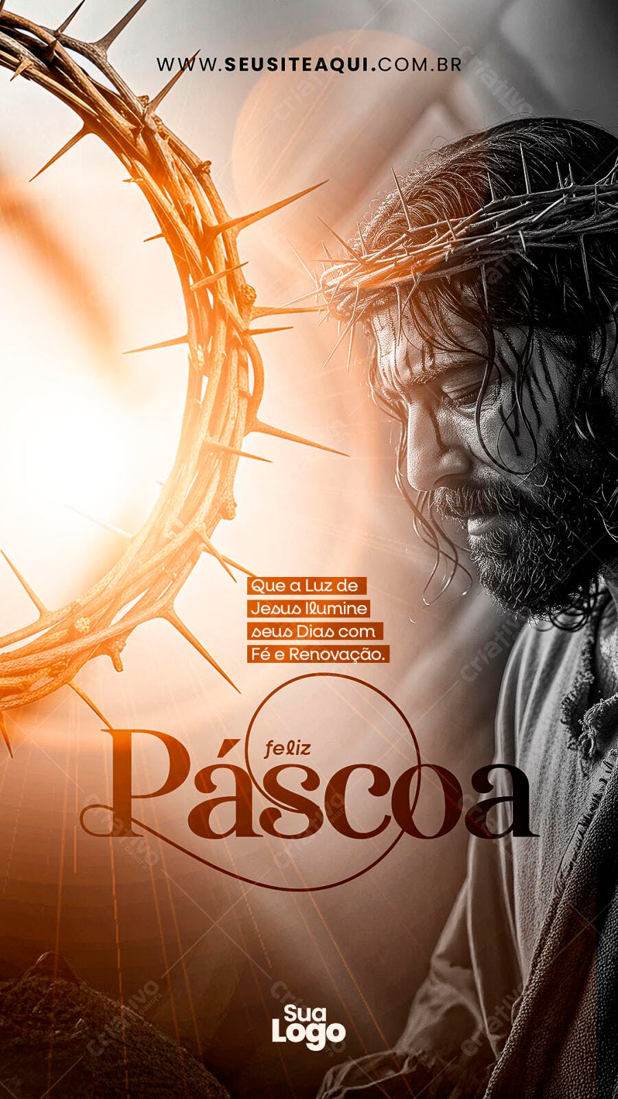 Post Instagram Páscoa Jesus Coroa Espinhos PSD Editável