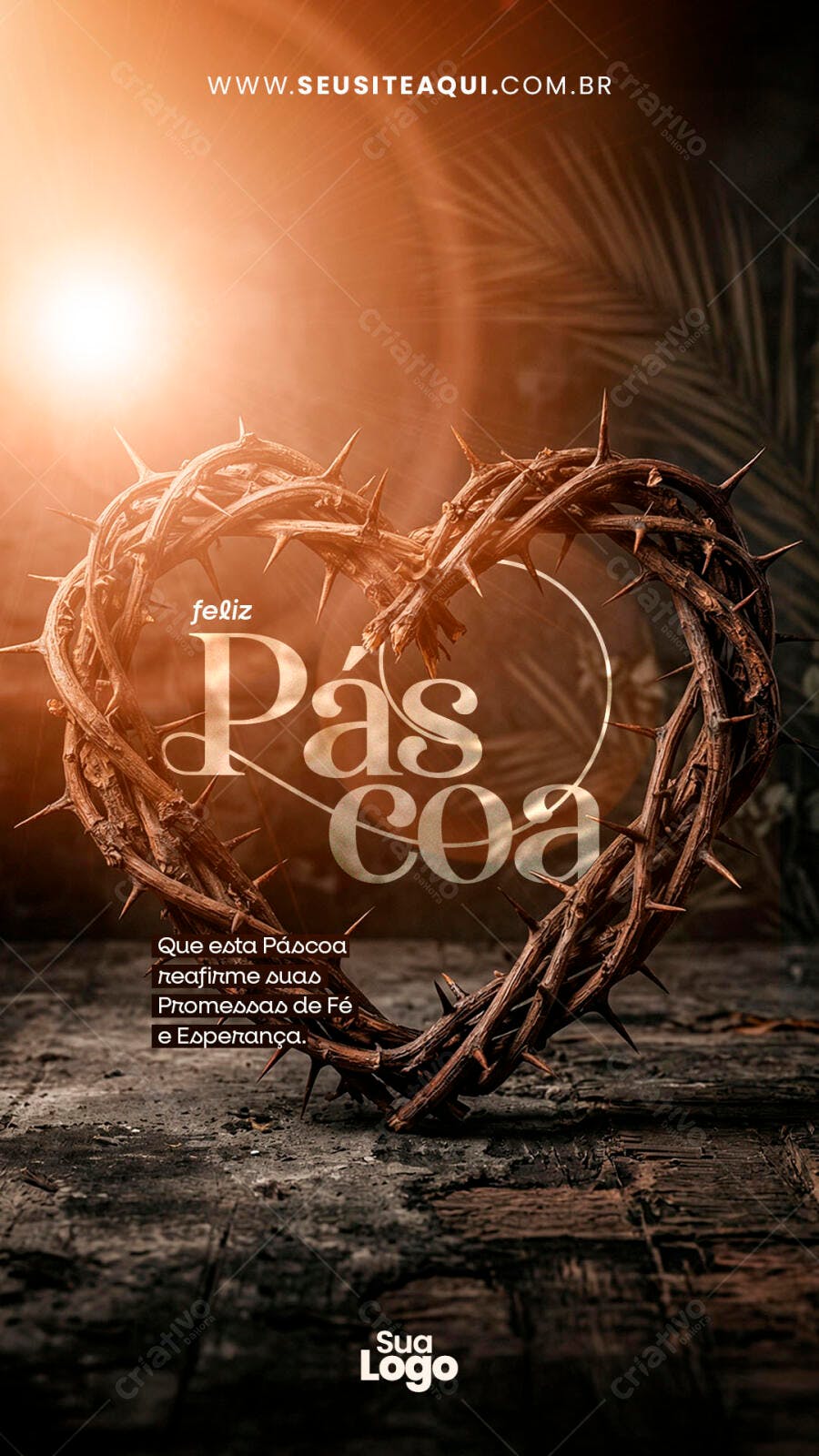 Story Páscoa Coroa de Espinhos Religioso PSD Editável