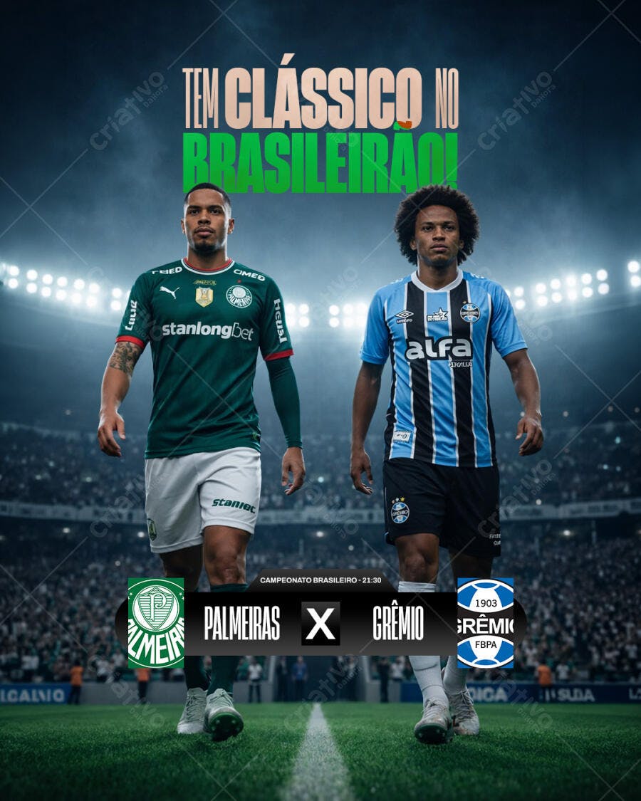 Post Instagram Clássico Brasileirão Futebol PSD Editável