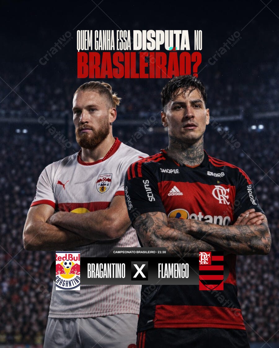 Post Instagram Brasileirão Futebol Bragantino x Flamengo PSD Editável