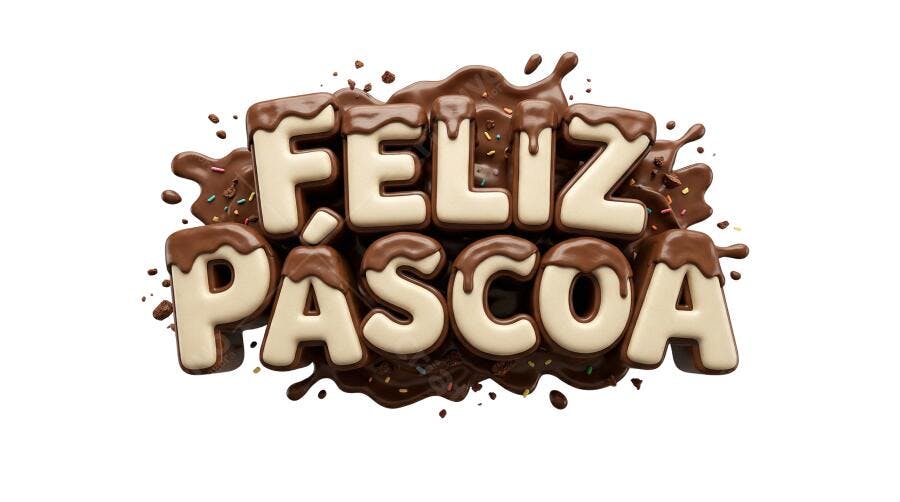 Feliz Páscoa 3D Chocolate Derretido PNG Transparente