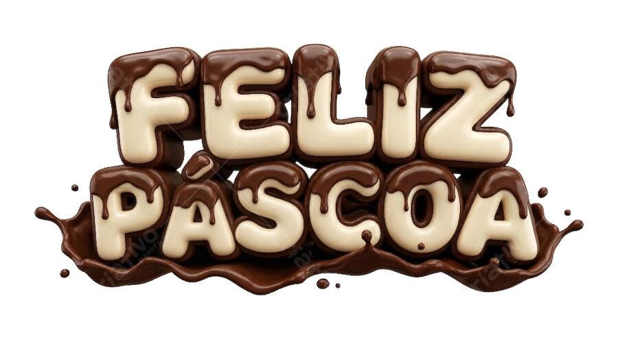 Feliz Páscoa Chocolate 3D PNG Transparente