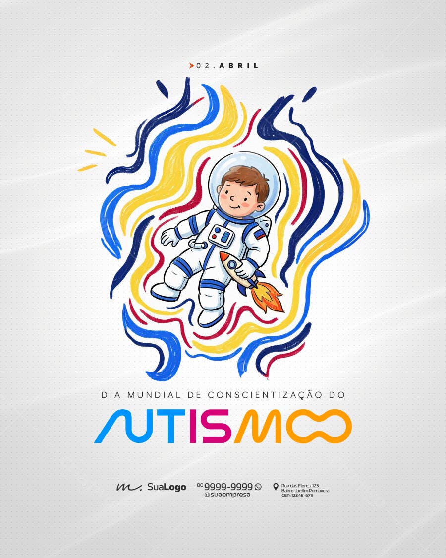 Post Instagram Dia Mundial Conscientização Autismo PSD Editável