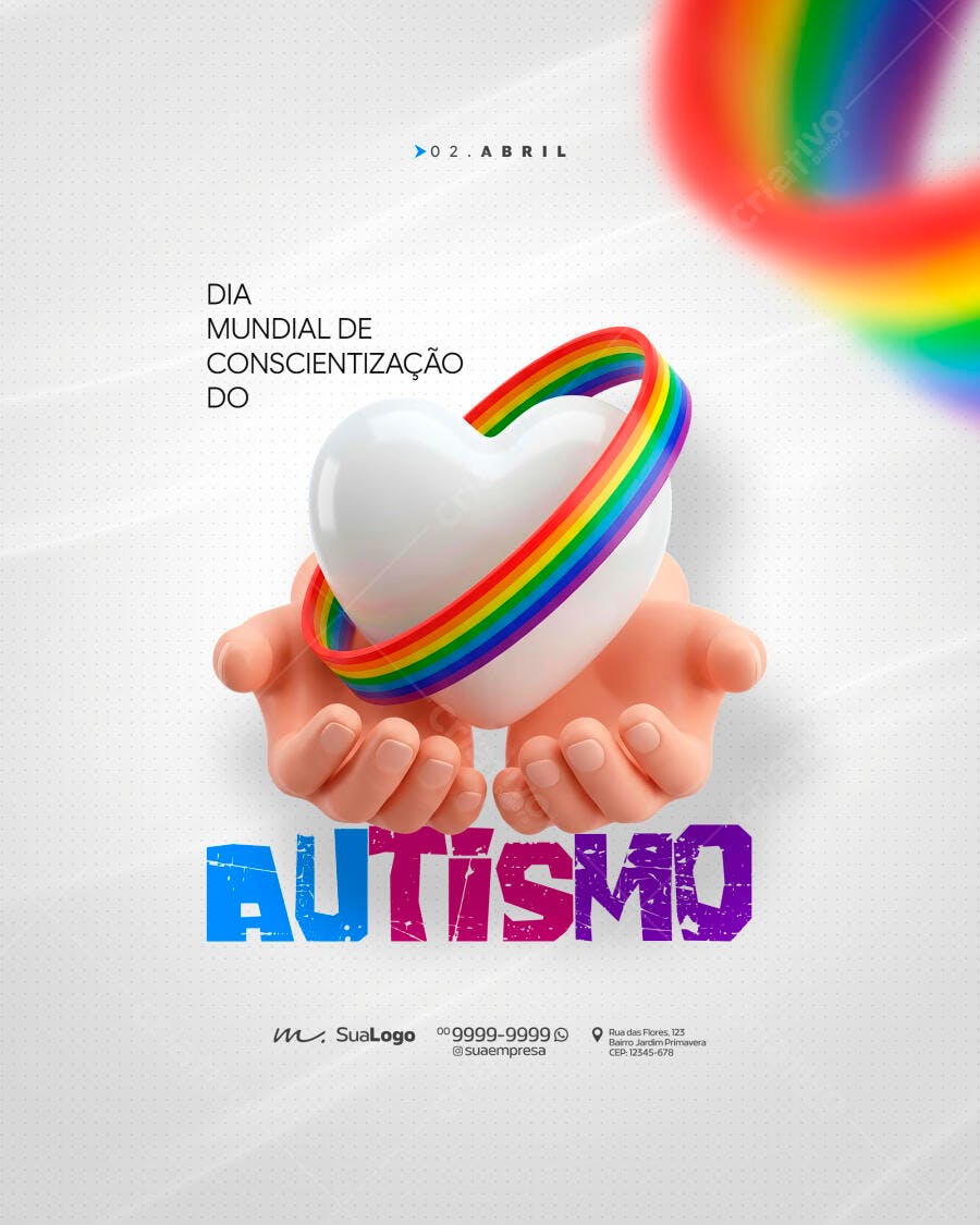 Post Dia Mundial Conscientização Autismo PSD Editável