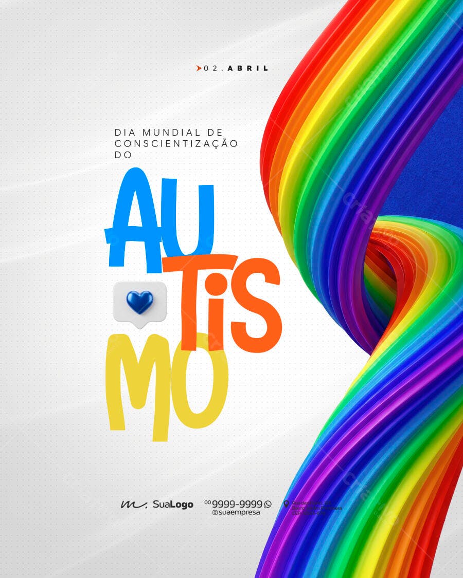 Post Instagram Dia Mundial Conscientização Autismo PSD Editável