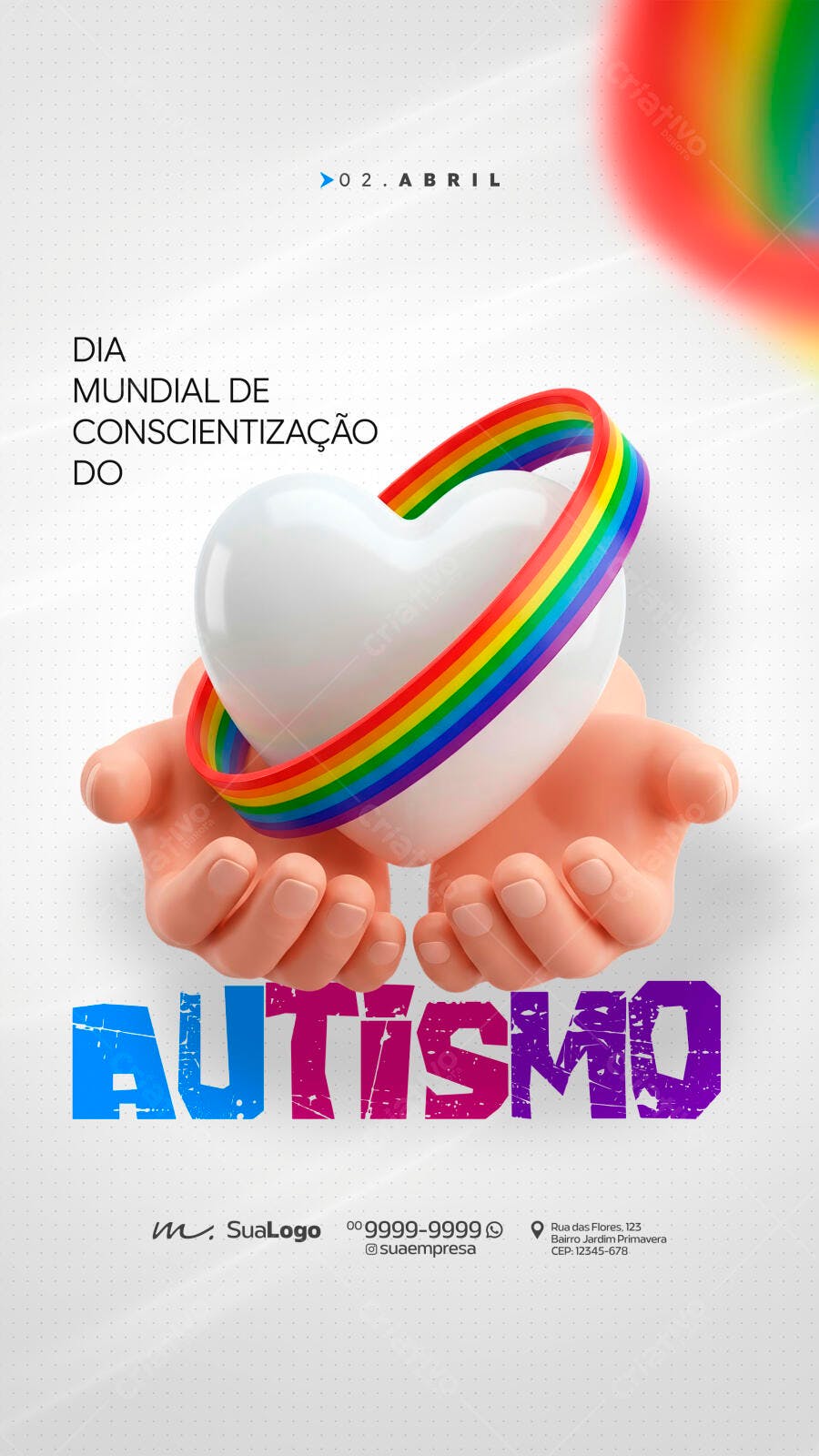 Post Instagram Dia Mundial Conscientização Autismo PSD Editável