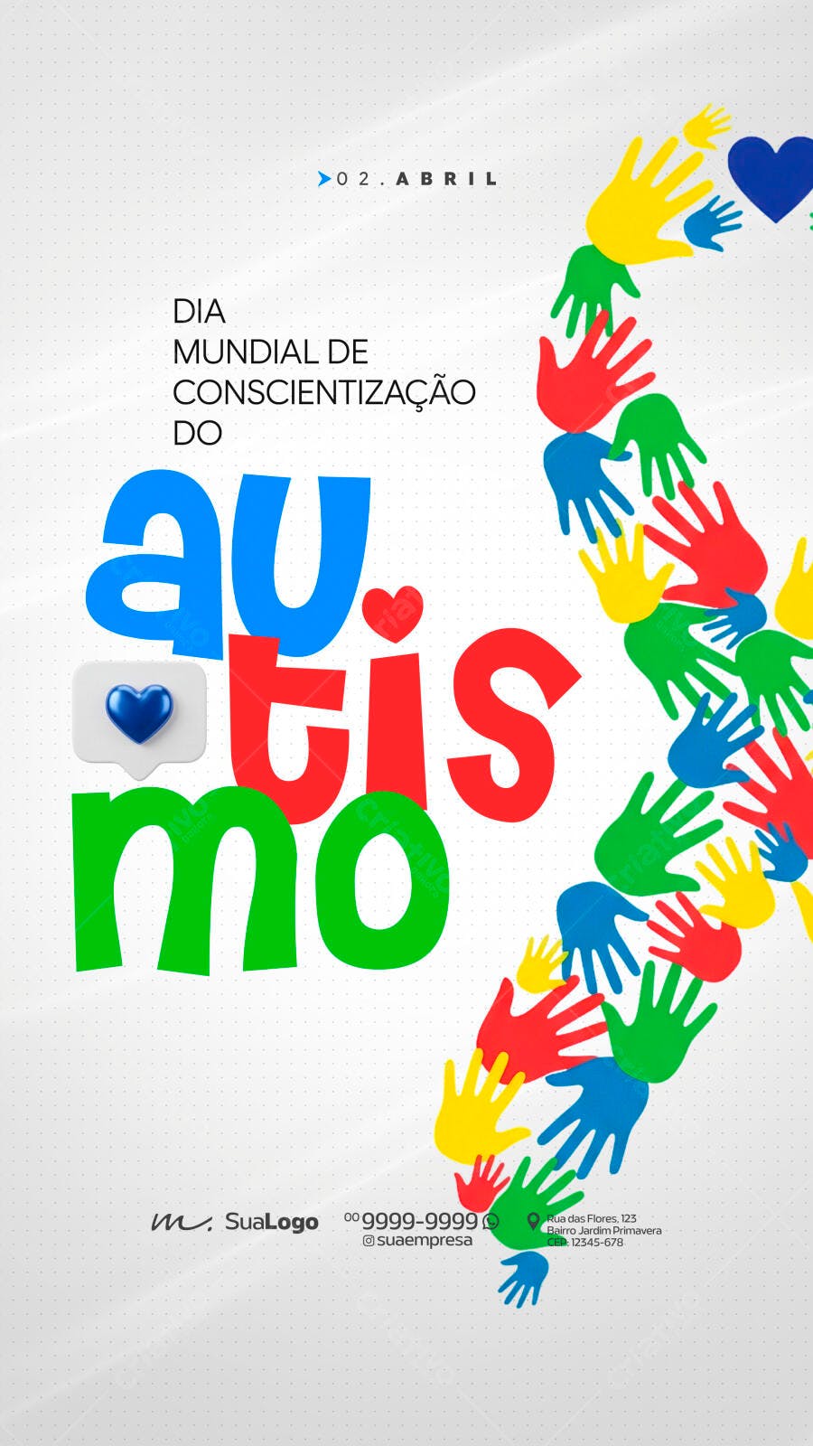 Story Dia Mundial Conscientização Autismo 2 de Abril PSD Editável