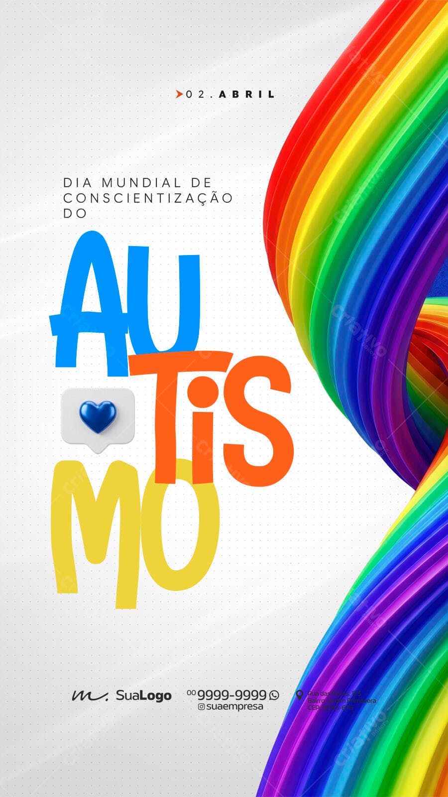 Story Dia Mundial Conscientização Autismo 02 Abril PSD Editável