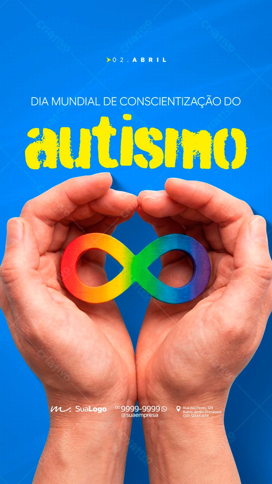 Post Instagram Dia Mundial Conscientização Autismo 2 de Abril PSD Editável