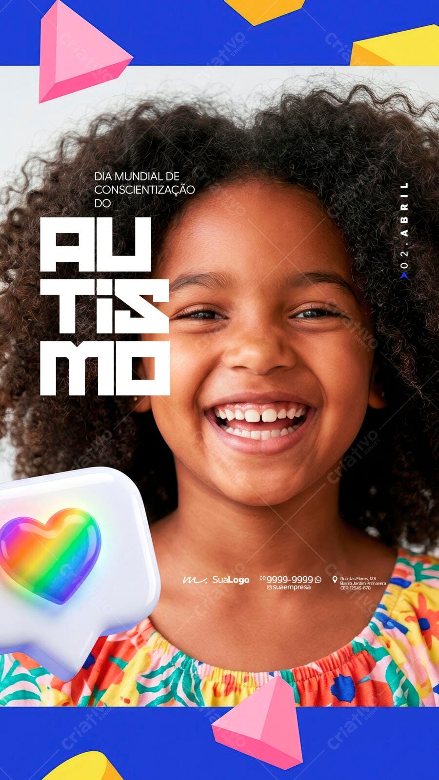 Story Instagram Dia Mundial Conscientização Autismo PSD Editável