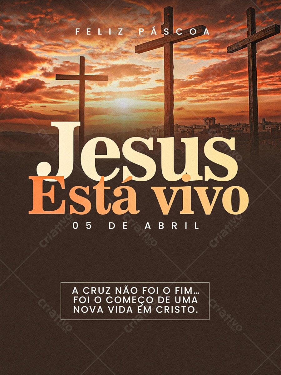 Post Páscoa Jesus Está Vivo Igreja PSD Editável
