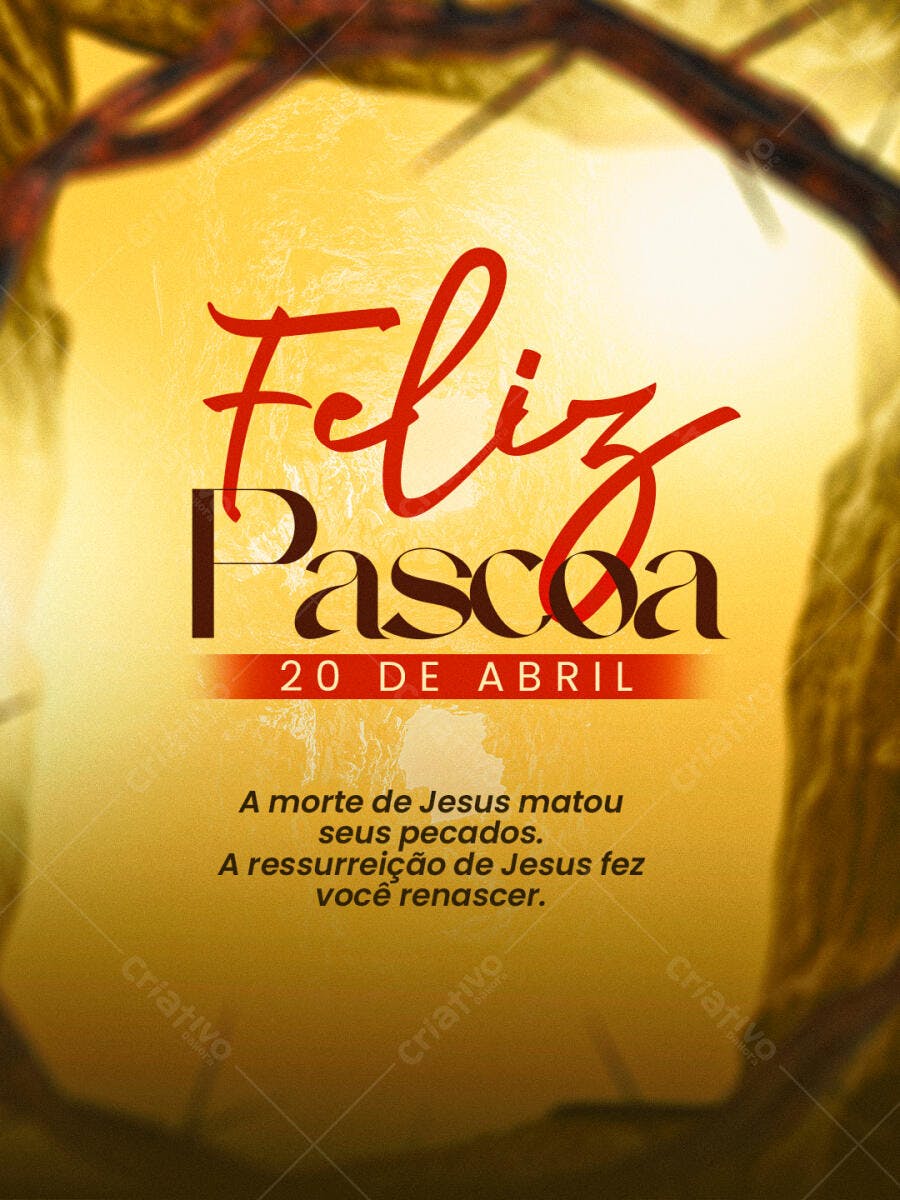 Flyer Feliz Páscoa 20 de Abril PSD Editável