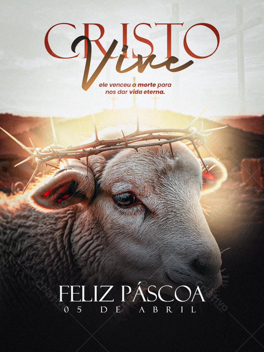 Arte Religiosa Páscoa Cristo Vive PSD Editável