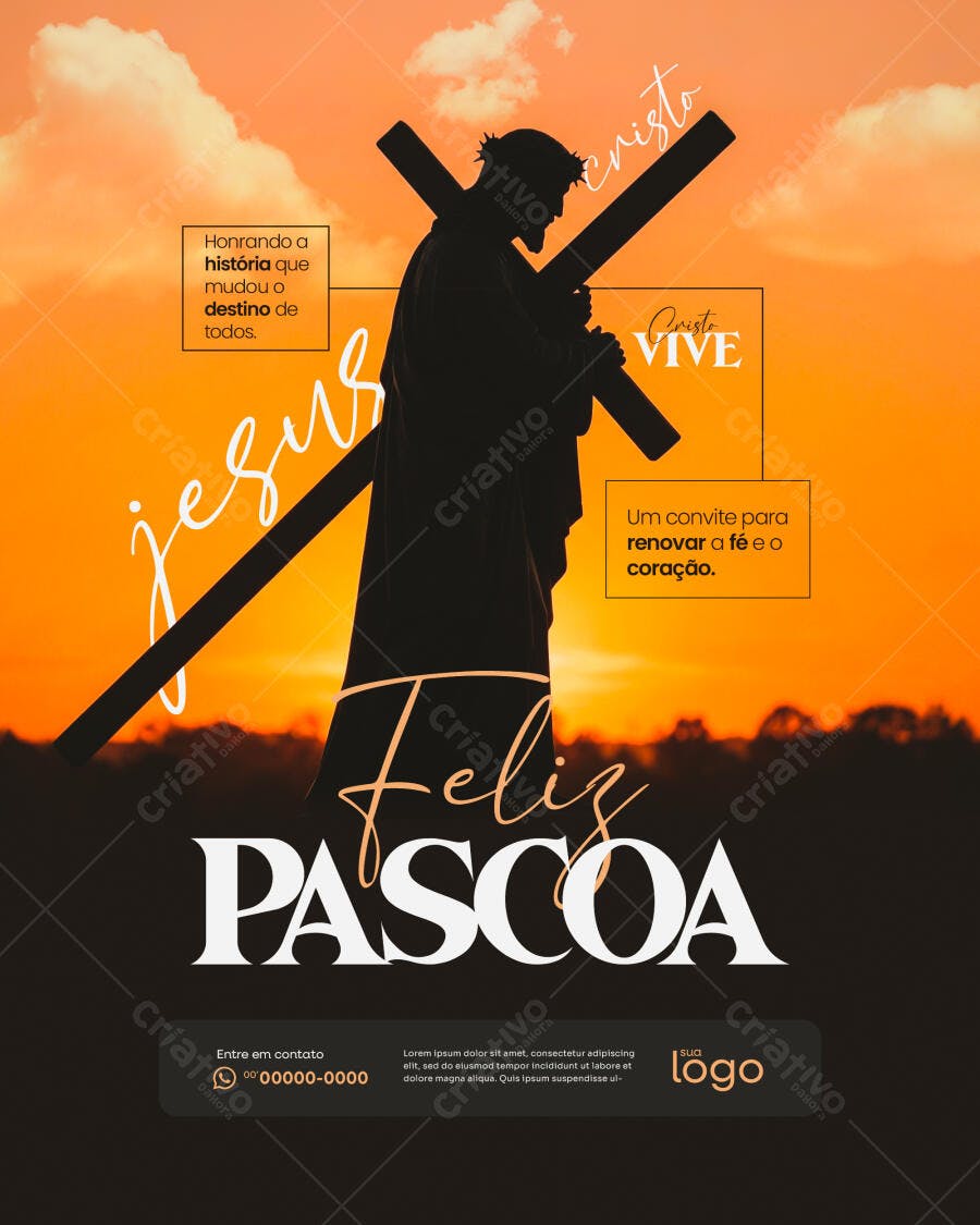 Flyer Feliz Páscoa Igreja PSD Editável