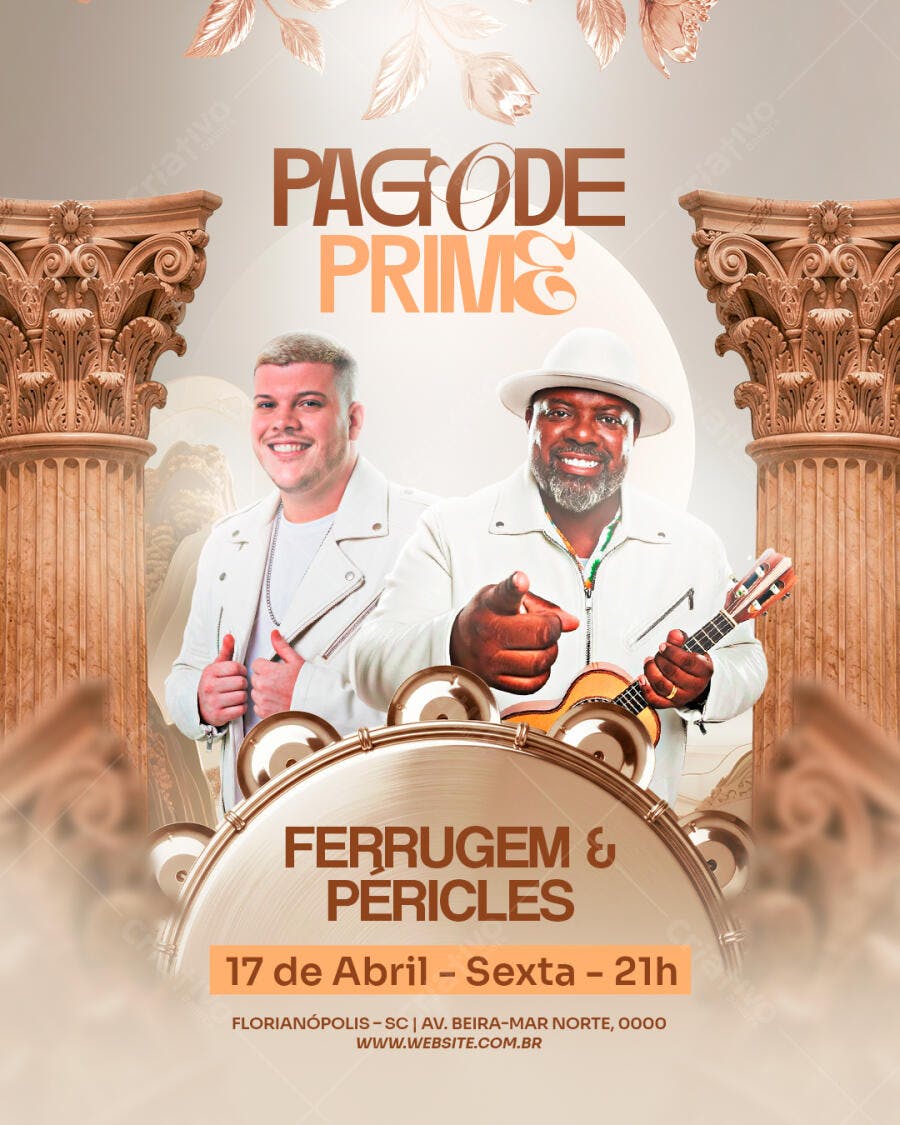 Flyer Pagode Prime Show Ferrugem Péricles PSD Editável