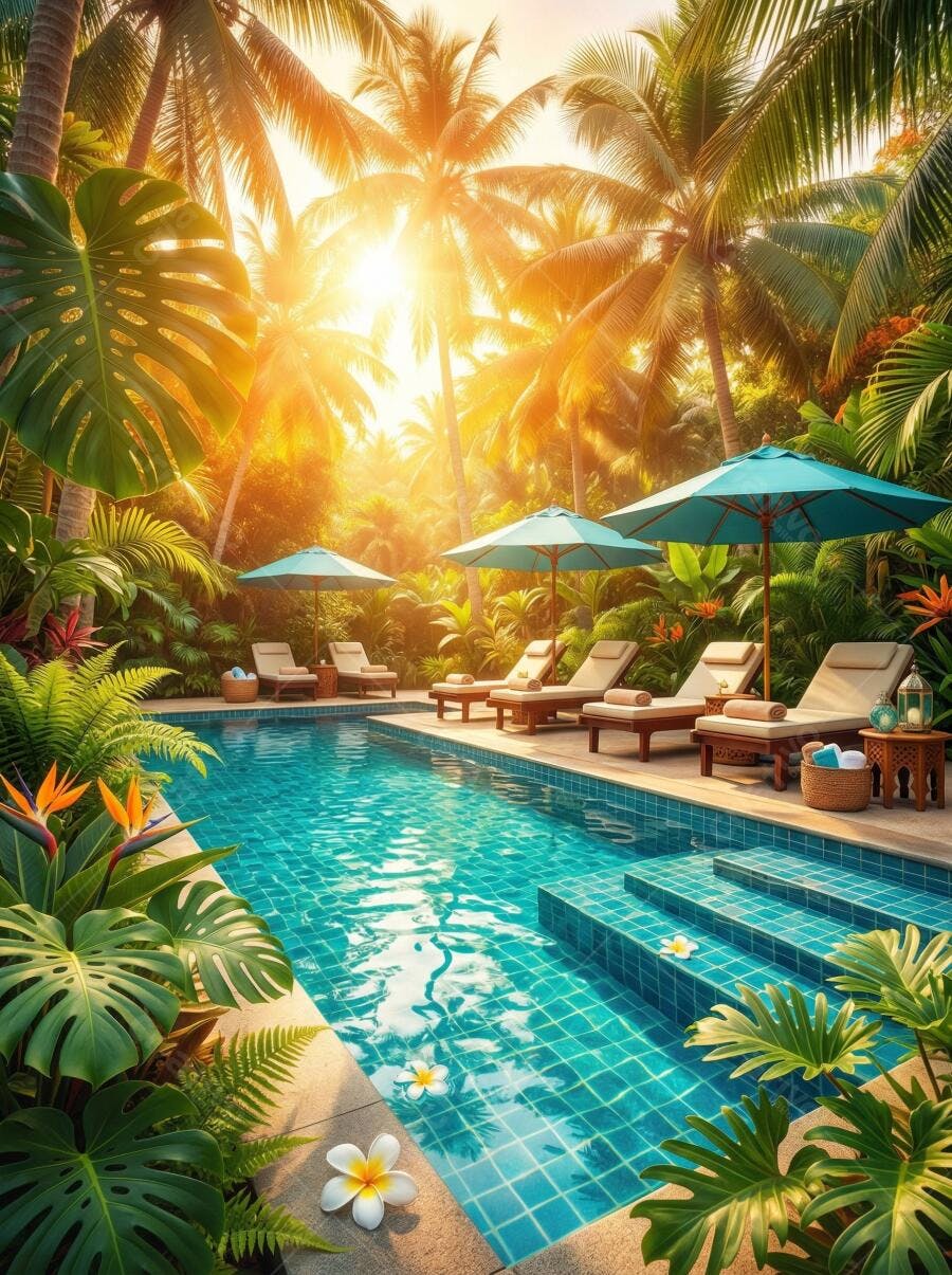 Foto Piscina Resort Tropical Pôr do Sol Palmeiras
