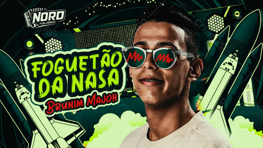Capa Música Foguetão da Nasa Brunim Major PSD Editável