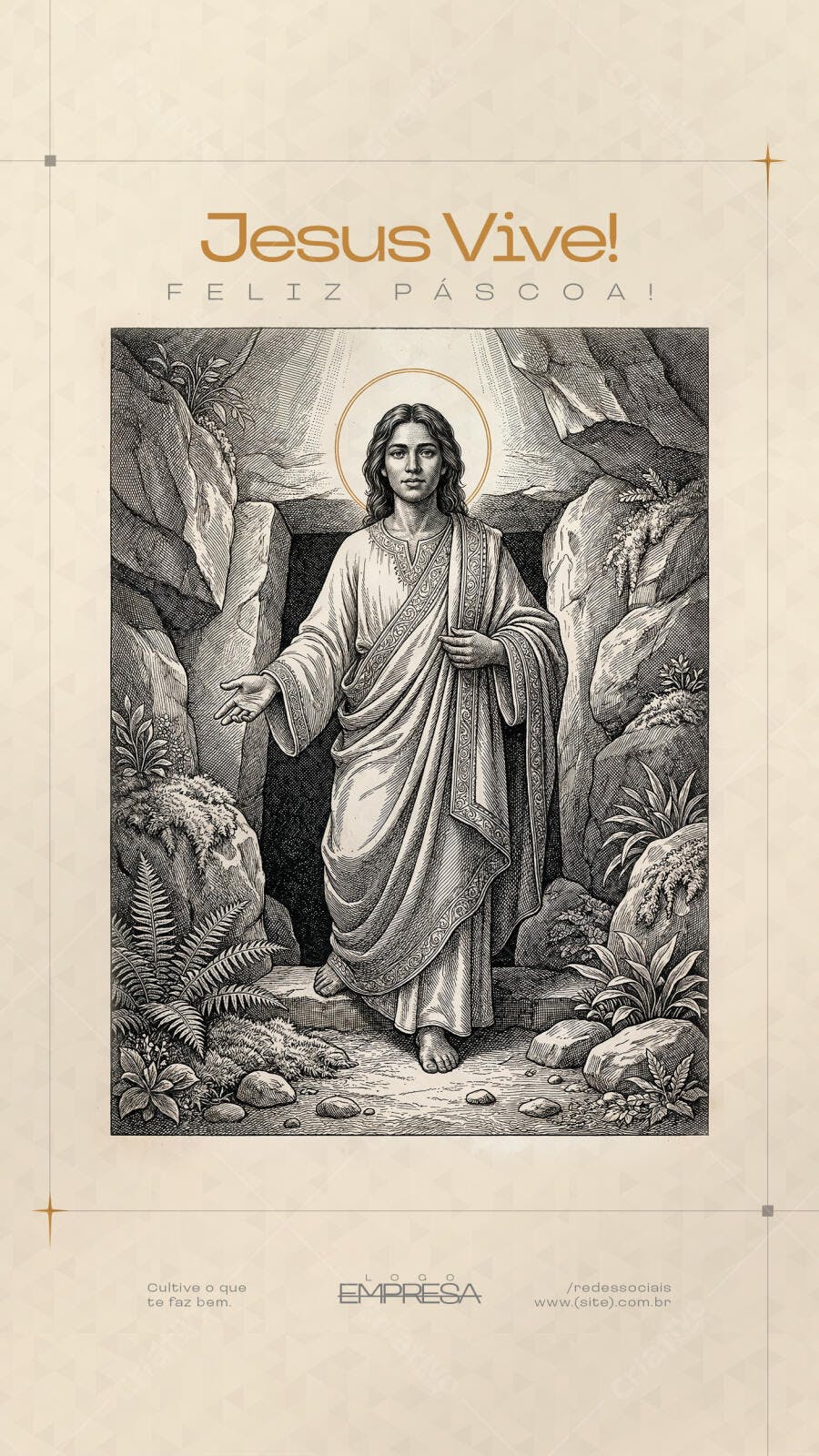 Post Instagram Páscoa Jesus Ressurreição PSD Editável