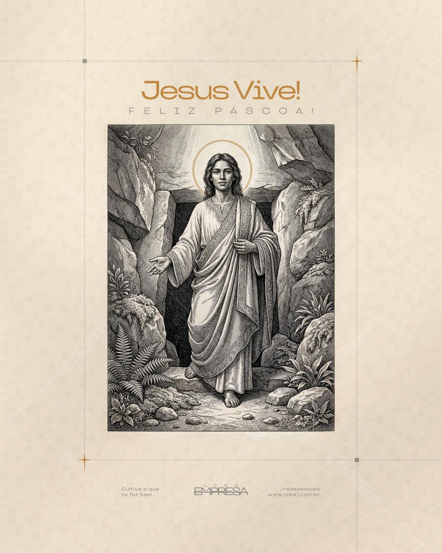 Flyer Páscoa Jesus Vive PSD Editável