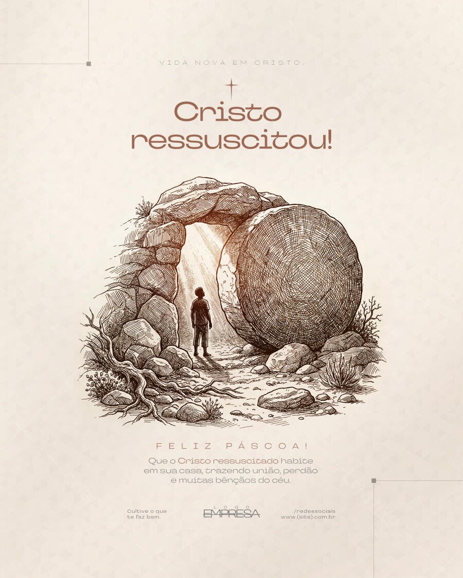 Post Instagram Páscoa Cristo Ressuscitou PSD Editável