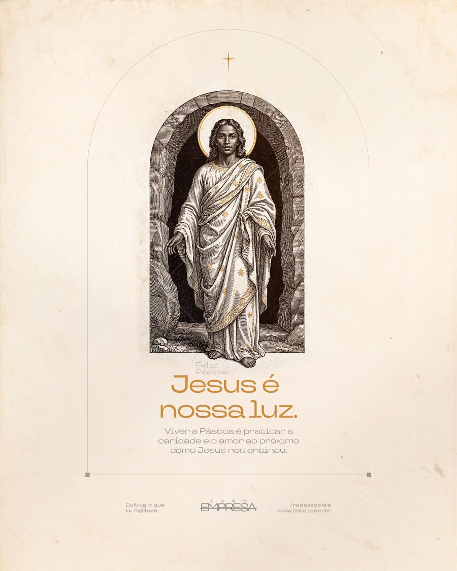 Arte Religiosa Páscoa Jesus PSD Editável