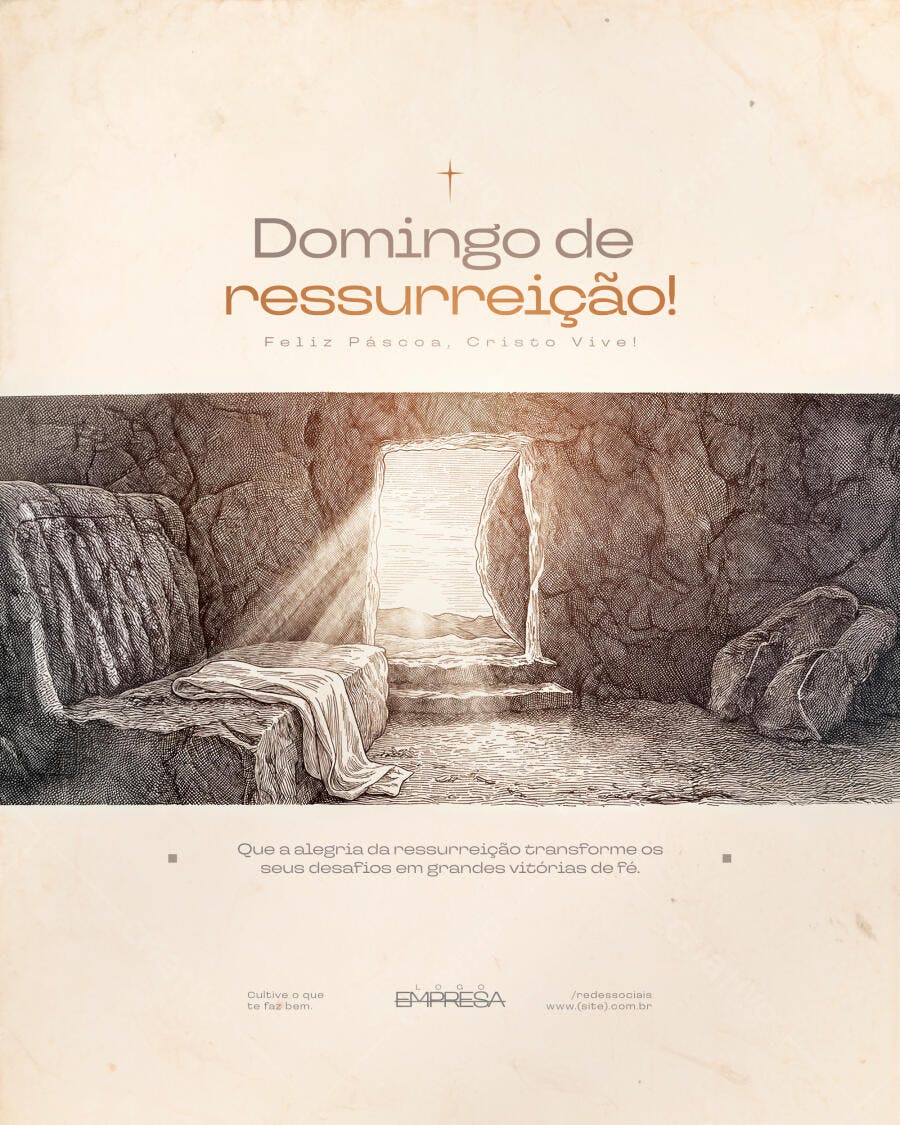 Post Páscoa Domingo de Ressurreição Igreja PSD Editável