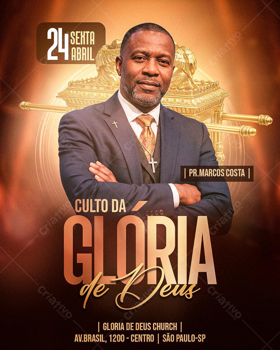 Culto da Glória de Deus 24 de Abril Igreja PSD Editável