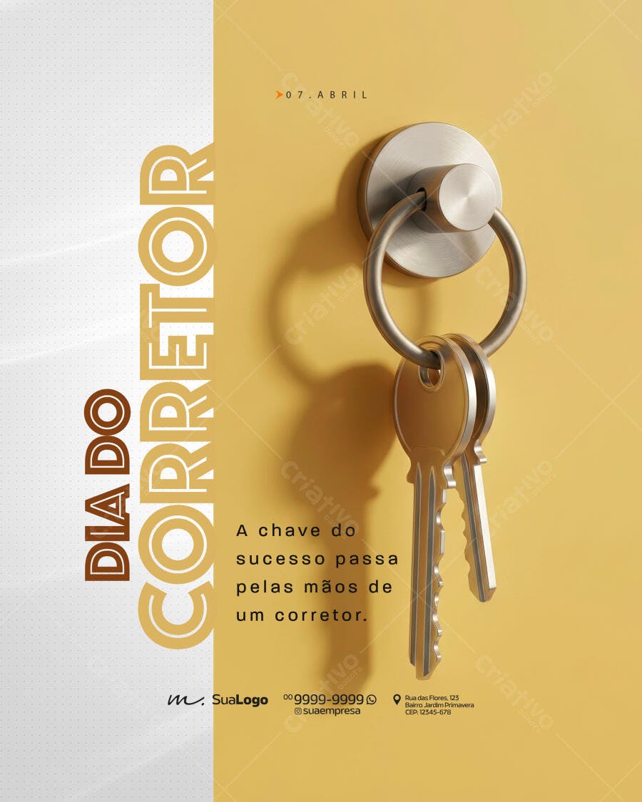 Flyer Dia do Corretor 07 de Abril Imobiliária PSD Editável