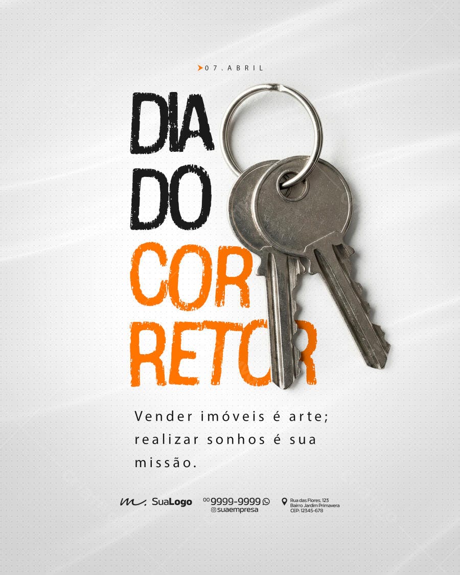 Flyer Dia do Corretor 07 de Abril Imobiliária PSD Editável
