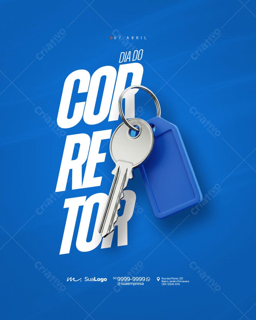 Flyer Dia do Corretor 07 de Abril Imobiliária PSD Editável