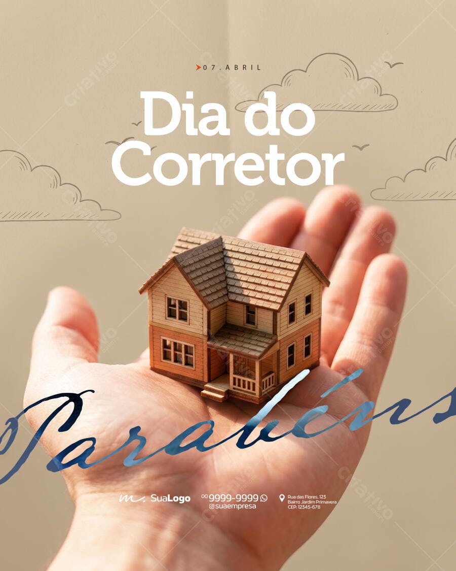 Flyer Dia do Corretor 07 de Abril Imobiliária PSD Editável