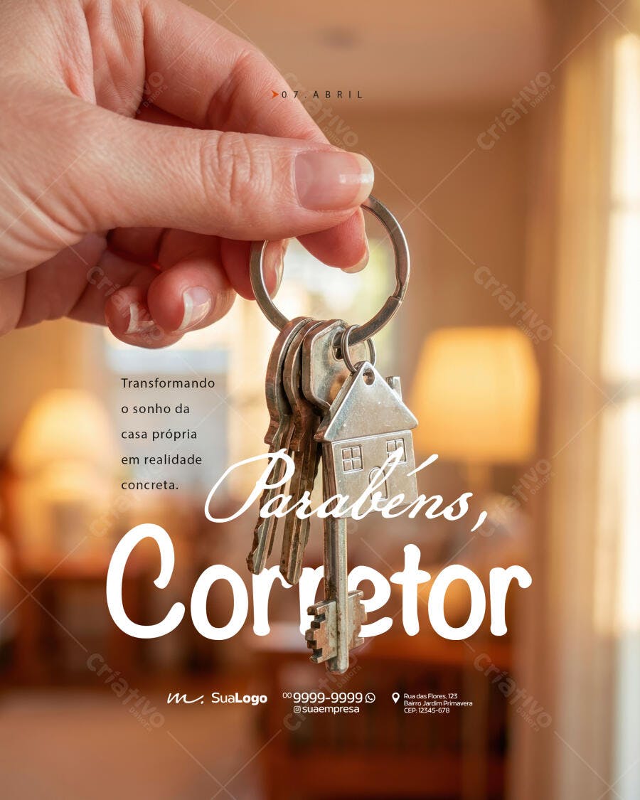 Flyer Corretor de Imóveis 07 de Abril PSD Editável