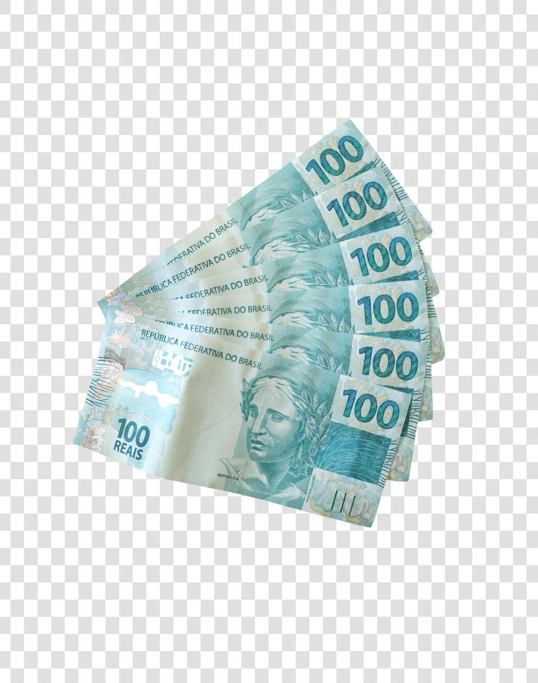 Foto Recortada Notas de 100 Reais PNG Fundo Transparente