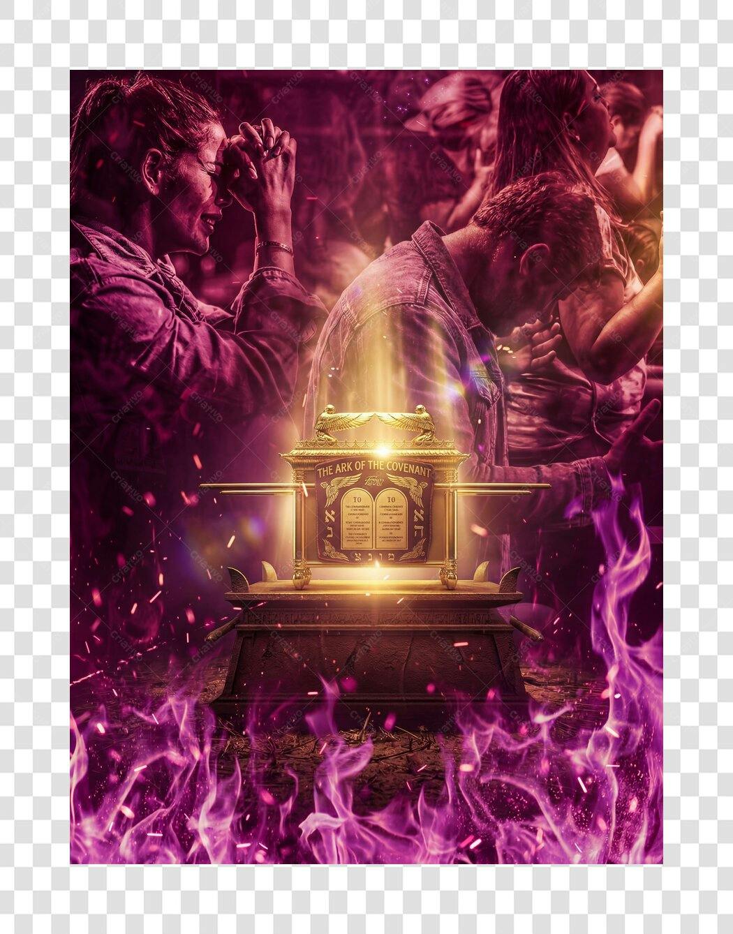Ilustração Arca da Aliança Adoração Fogo Roxo PNG Fundo Transparente