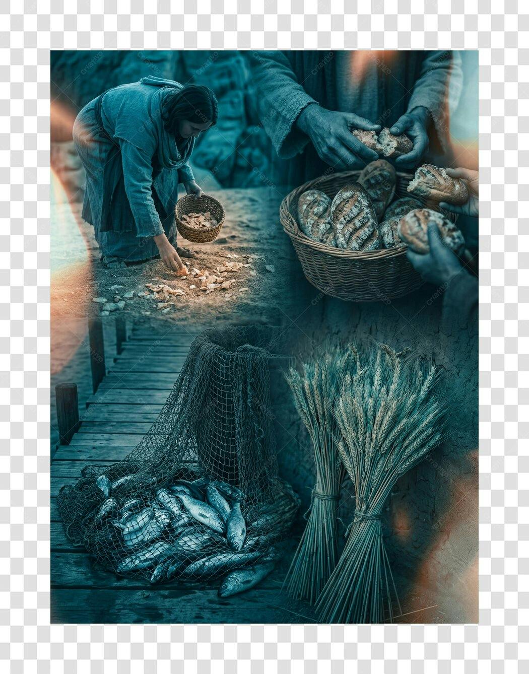 Ilustração Multi-Cenas Religiosas PNG Fundo Transparente