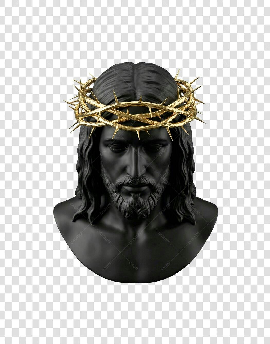 Elemento 3D Jesus Cristo Coroa Espinhos PNG Fundo Transparente