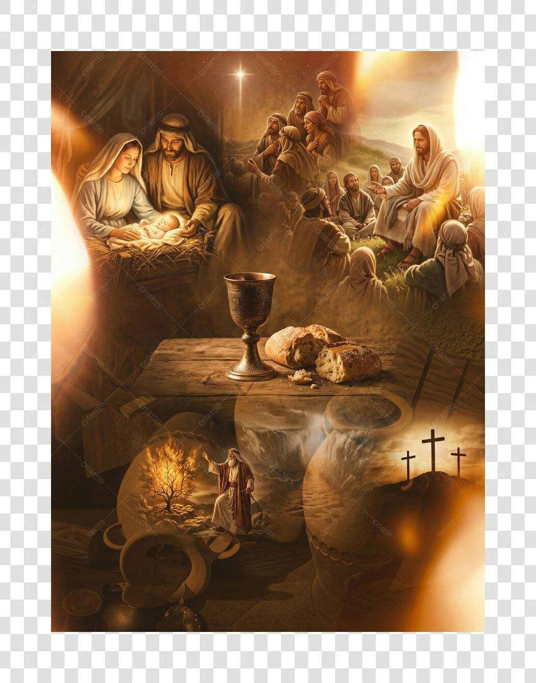 Ilustração Natal Jesus Nascimento e Vida PNG Fundo Transparente